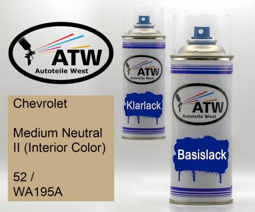 Chevrolet, Medium Neutral II (Interior Color), 52 / WA195A: 400ml Sprühdose + 400ml Klarlack - Set, von ATW Autoteile West.